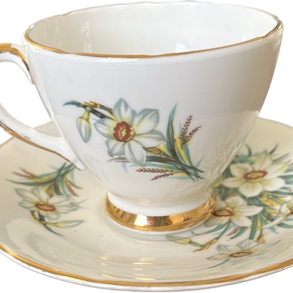 Elegant Floral Teacup and Saucer Set